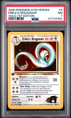 2000 POKEMON GYM HEROES HOLO-1ST ED #4 ERIKA'S DRAGONAIR PSA 7 - Image 1