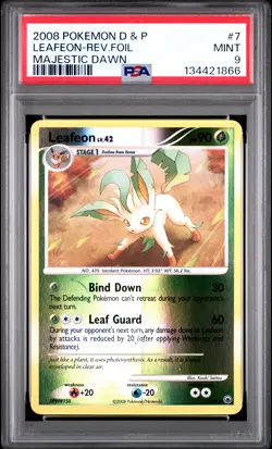 2008 Pokemon Diamond & Pearl Majestic Dawn #7 Leafeon-Rev.Foil PSA 9 - Image 1