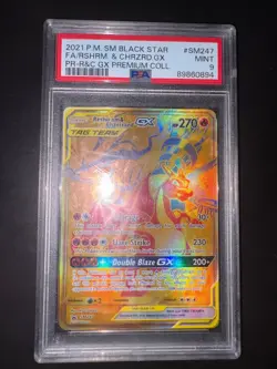 PSA 9 Pokemon Reshiram & Charizard GX Tag Team Gold Promo SM247 - Image 1