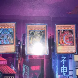 Yugioh Sacred Beast God 3 Card Set ULTRA RARE Raviel Hamon Uria LC02 NM - Image 1