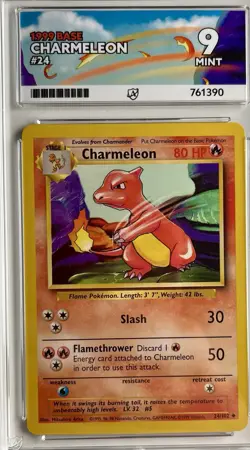 ACE 9 Charmeleon 24/102 Base Set Pokemon Card WOTC 1999 Mint conditon - Image 1