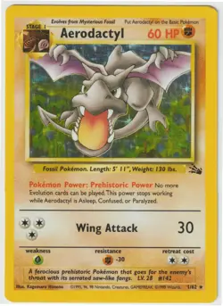 Aerodactyl 1/62 - Pokemon TCG Fossil Unlimited Holo Rare WOTC 1999 - HP - Image 2