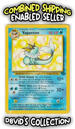Vaporeon 28/64 - Pokemon TCG Jungle Regular NON-HOLO Rare WOTC 1999 - HP - Image 1