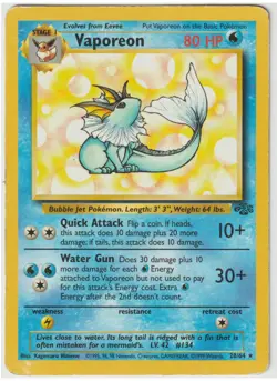 Vaporeon 28/64 - Pokemon TCG Jungle Regular NON-HOLO Rare WOTC 1999 - HP - Image 2
