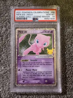 Pokemon Card PSA 10 Mew ex 88/92 Celebrations Classic Collection Holo 2021 - Image 1