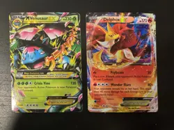 Pokemon X&Y Mega Venusaur 2/146 & Delphox Ex XY19 Lot Of 2 Damaged Cards - Image 1