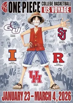 One Piece US Voyage College Basketball Promo Card Monkey D Luffy With Poster - Image 1
