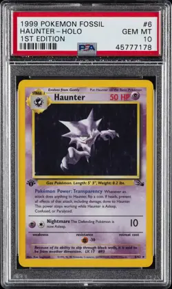 1999 POKEMON FOSSIL 1ST ED #6 HAUNTER-HOLO PSA 10 - Image 1