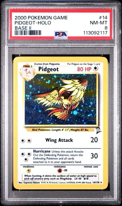 2000 POKEMON BASE SET 2 #14 PIDGEOT-HOLO PSA 8 - Image 1