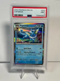 Pokemon Prismatic Evolutions Vaporeon Holo Rare 022/131 - PSA 9 MINT - Image 1