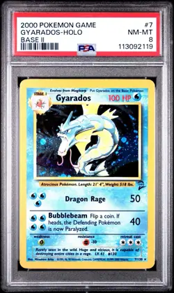 2000 POKEMON BASE SET 2 #7 GYARADOS-HOLO PSA 8 - Image 1