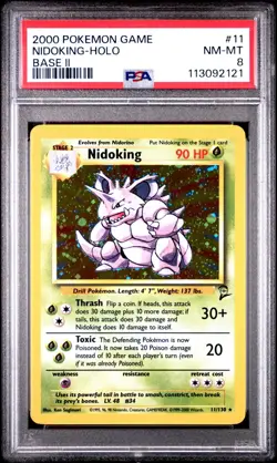 2000 POKEMON BASE SET 2 #11 NIDOKING-HOLO PSA 8 - Image 1