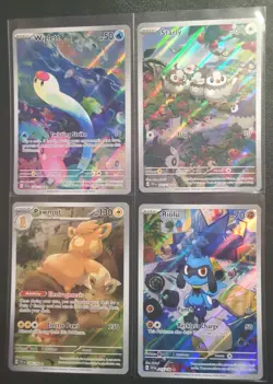 Scarlet And Violet Base Set 4 Card Ir Lot Riolu 215,starly 221, Pawmot 209,... - Image 1