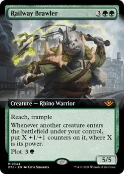 Railway Brawler (Extended Art) -Foil Near Mint MTG Outlaws of Thunder Junction - Image 1
