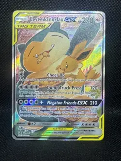 EEVEE & SNORLAX GX Tag Team Black Star Promo SM169 NM Pokemon Card 2019 - A - Image 1