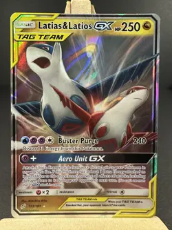 Latias & Latios GX 113/181 Sm-Team Up Holo Tag Team Pokemon LP - Image 1