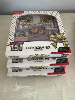 3 Pokemon Alakazam EX TCG Scarlet and Violet 151 Collection Box - Image 1