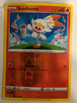 Scorbunny 030/202 Sword & Shield Base Pokemon Reverse Holo Foil Nice! - Image 1