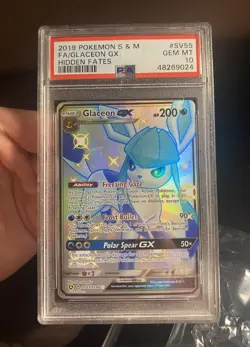 2019 Pokemon Hidden Fates SHINY GLACEON GX SV55/SV94 PSA 10 GEM MINT - Image 1