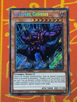 YUGIOH VAMPIRE GENESIS SECRET RARE 1ST NM SGX3-ENC01 SPEED DUEL - Image 1
