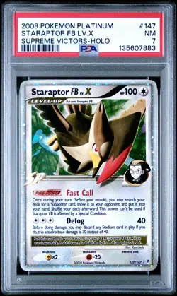 2009 POKEMON PLATINUM SUPREME VICTORS #147 STARAPTOR FB LV.X-HOLO PSA 7 - Image 1