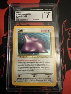 CGC Near Mint 7 Ditto 3/62 Holo - Fossil Unlimited 1999 - Image 1