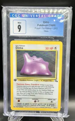 1999 Ditto Holo Fossil First Edition 3/62 Pokemon card CGC 9 mint - Image 1