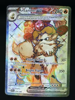 Pokemon TCG Arcanine EX Ultra Rare Card 224/198 Scarlet & Violet Base Set Dmg - Image 1