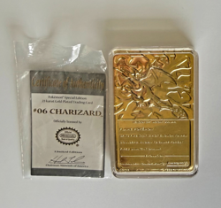 23K Gold Plated CHARIZARD Trading Card 1999 Burger King Pokemon #6 WITH BALL - Image 2