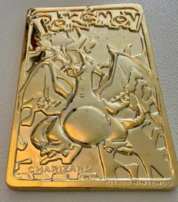 23K Gold Plated CHARIZARD Trading Card 1999 Burger King Pokemon #6 WITH BALL - Image 4