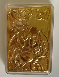 23K Gold Plated CHARIZARD Trading Card 1999 Burger King Pokemon #6 WITH BALL - Image 5