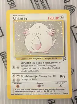 Pokemon Chansey Holo Card 3/130 Base Set 2nd Edition - Image 1