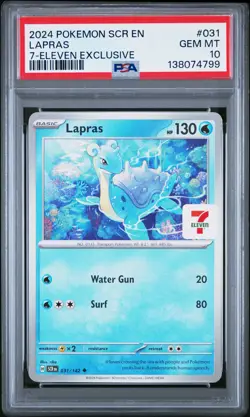 2024 POKEMON SCR EN-STELLAR CROWN 7-ELEVEN EXCLUSIVE #031 LAPRAS PSA 10 - Image 1