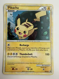 Pokemon Pikachu Holo Black Star Promo HGSS03 2010 Rare HeartGold Card - Image 1