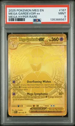 2025 Pokemon Mega Evolution Mega Gardevoir ex Full Art Hyper Rare #187/132 PSA 9 - Image 1