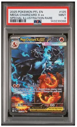 2025 Pokemon PFL EN Mega Charizard X EX Special Illustration Rare PSA 9 125/094 - Image 1
