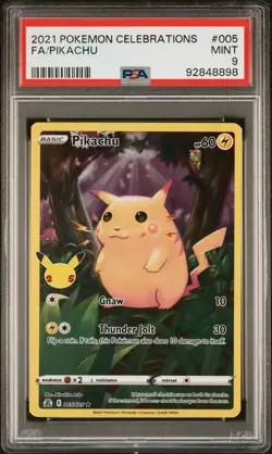 2021 Pokemon Celebrations Pikachu Full Art Holo PSA 9 Mint 005/025 - Image 1