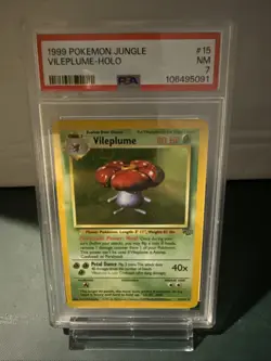 1999 Pokemon TCG Vileplume Holo Card Jungle Rare, 15/64 PSA 7 - Image 1