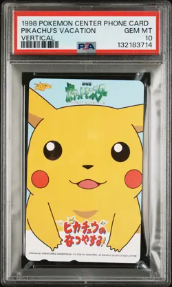 1998 POKEMON CENTER PHONE CARD VERT PIKACHU'S VACATION PSA 10 - Image 1