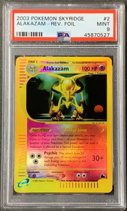 Pokemon Card Alakazam Rare Reverse Holo PSA Mint 9, Skyridge #2, WOTC 2003 - Image 1