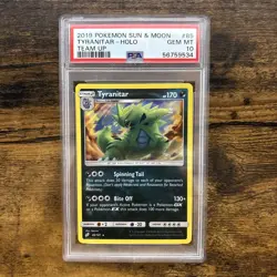 2019 POKEMON SUN & MOON Team Up #85 Tyranitar Holo Rare PSA 10 GEM MINT Low Pop - Image 1