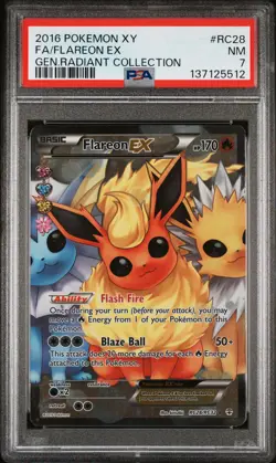 2016 POKEMON XY GENERATIONS RADIANT COLL #RC28 FULL ART/FLAREON EX PSA 7 - Image 1