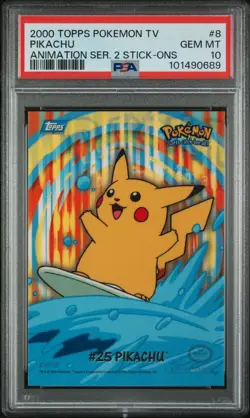 2000 TOPPS POKEMON TV ANIMATION SER 2 STICK-ONS #8 PIKACHU PSA 10 - Image 1