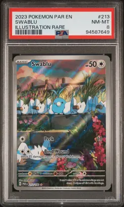 Pokemon TCG: PSA 8 NM-MT Swablu 213/182 Illustration Rare Paradox Rift - Image 1