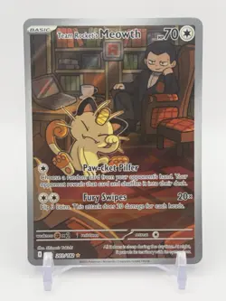 Team Rockets Meowth 203/182 SV10 Destined Rivals Illustrated Card Mint Condition - Image 1