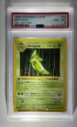 PSA 8 - Pokemon Card - Base 54/102 - METAPOD (common) *1st Edition* - NM-MT - Image 1