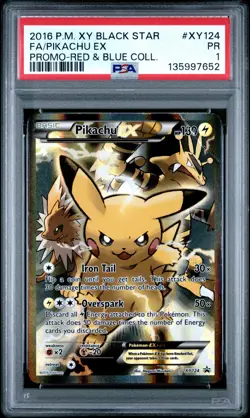 PSA 1 Pikachu EX XY124 Red & Blue Coll. Black Star Promo Pokemon Card - Image 1