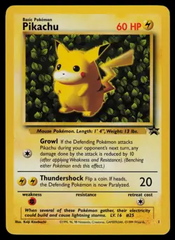 Pikachu - 1 - Pokemon Black Star Promo Rare Card Ivy WOTC - LP/Excellent - Image 1