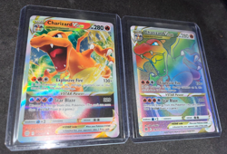 Pokemon TCG Brilliant Stars Charizard VSTAR 18/172 and Rainbow 174/172 Card NM-M - Image 1