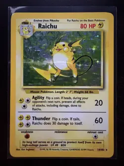 RAICHU HOLO 14/102 BASE SET UNLIMITED LP POKEMON - Image 5